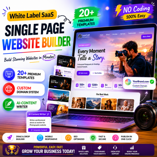 SINGLE PAGE WEBSITE BUILDER & AI